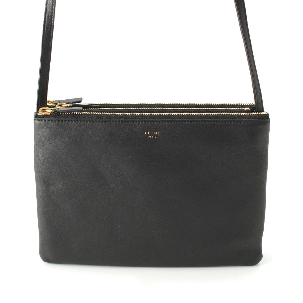 Celine Trio Leather Crossbody Bag Black